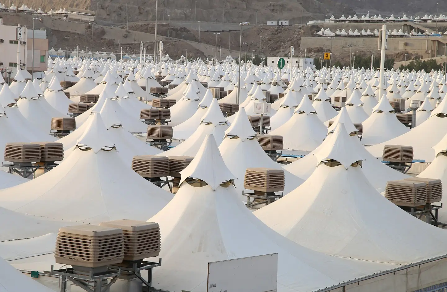 The air-conditioned tent city at Mina during Hajj